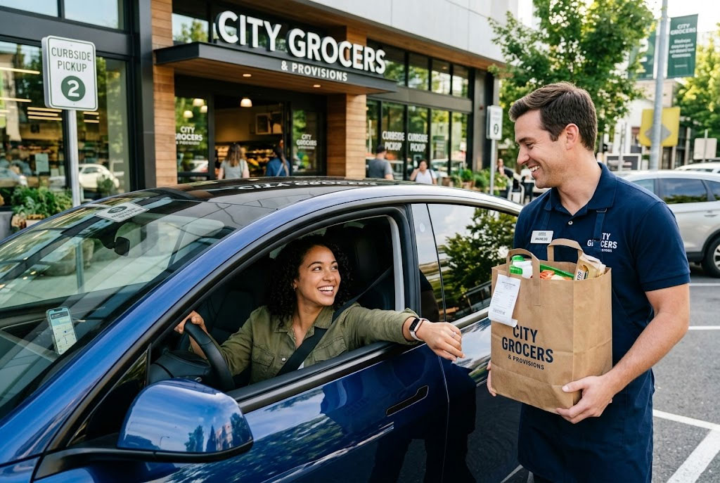 A customer using curbside pickup, representing a successful omnichannel marketing real-world example.