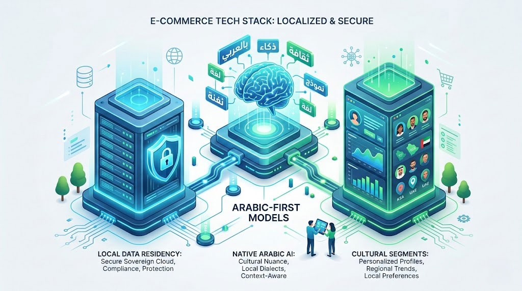 3-step implementation process for Sovereign AI eCommerce in Saudi Arabia ensuring PDPL data residency compliance.