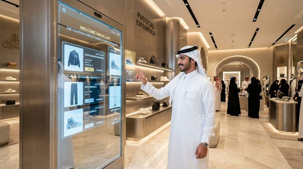 Phygital retail Saudi Arabia combining in-store shopping with local AI eCommerce tools.