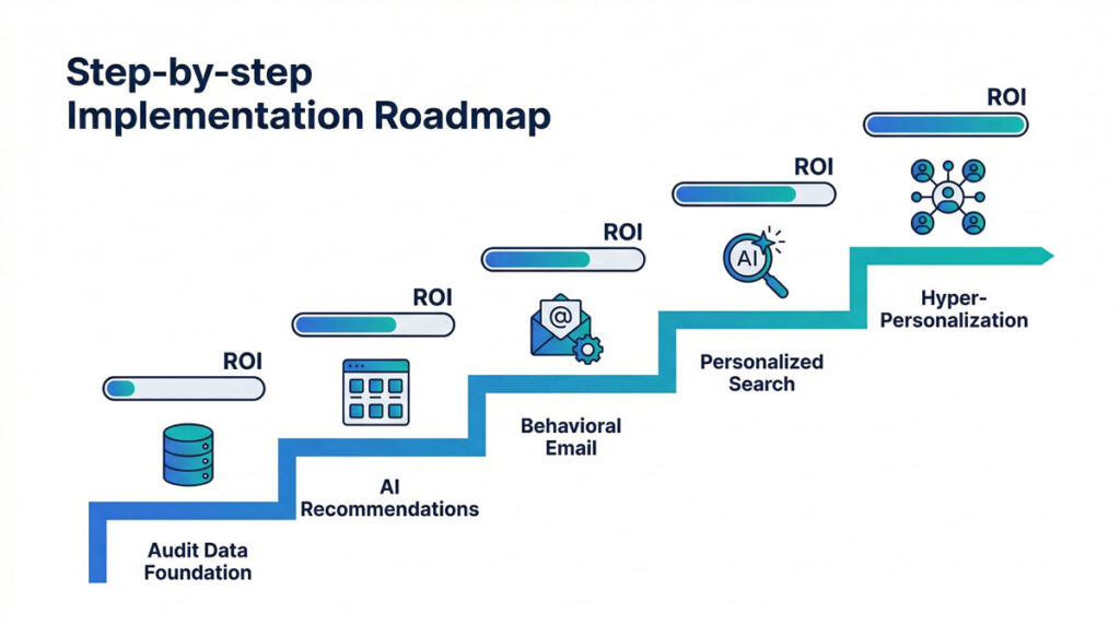 Step-by-step guide to implement AI ecommerce personalization from data audit to hyper-personalization