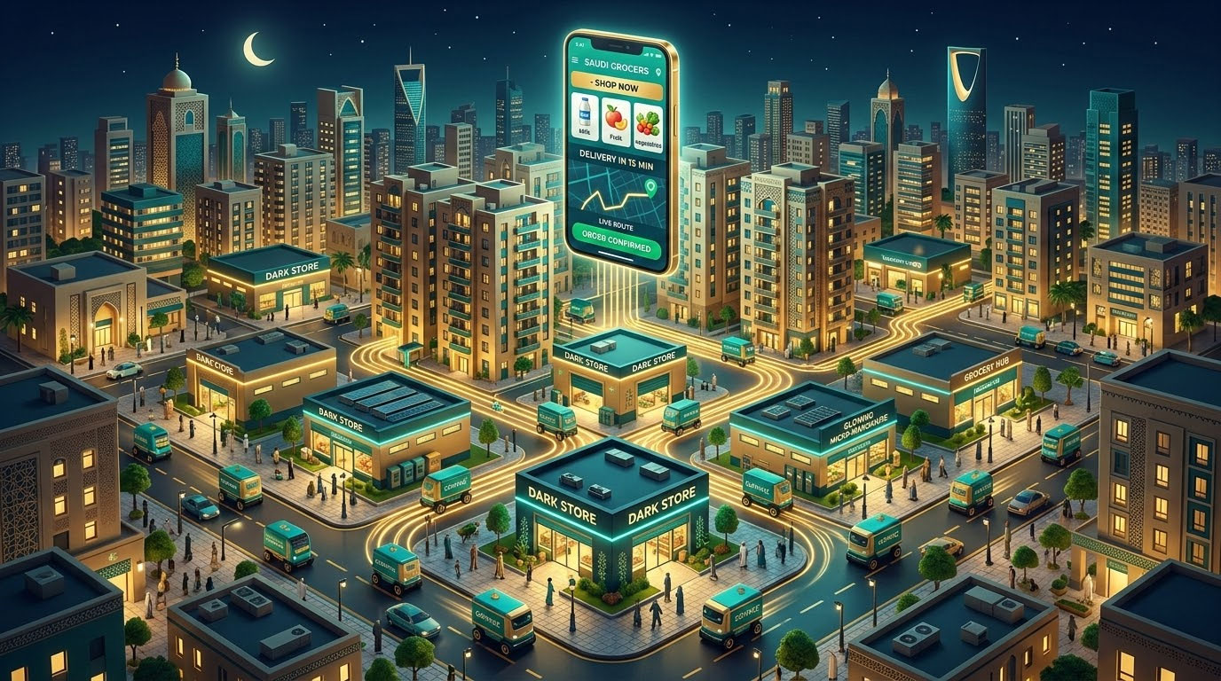 Quick commerce Saudi Arabia dark store network powering 15-minute grocery delivery