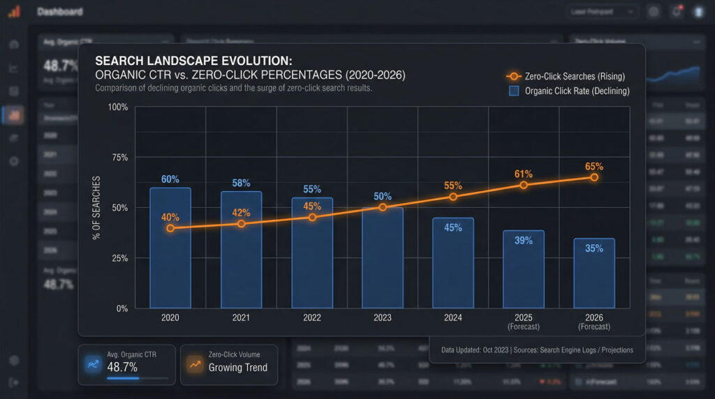 Zero-click search statistics showing the shift driving generative engine optimization