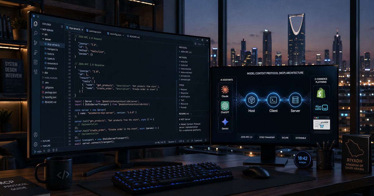 MCP ecommerce technical architecture connecting AI agents to a Saudi online store backend