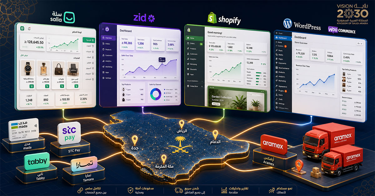 Best Ecommerce Platform Saudi Arabia 2026: Salla vs Zid vs Shopify vs WooCommerce