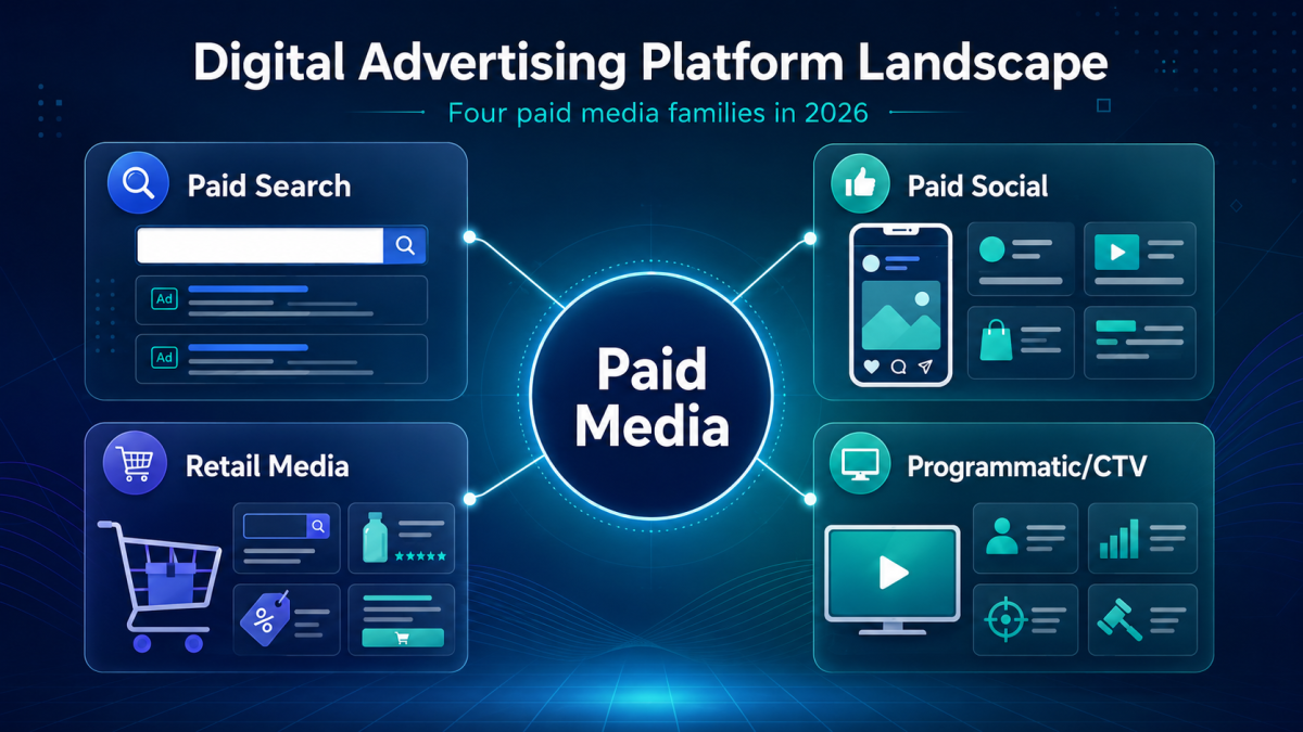 The four families of digital advertising platforms in 2026
