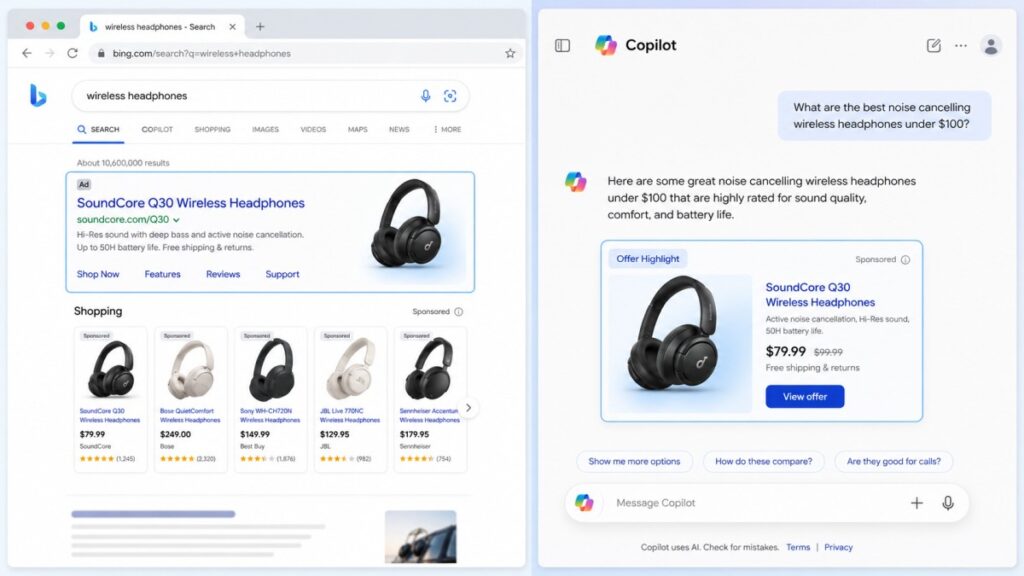 Microsoft Advertising on Bing search and inside Copilot