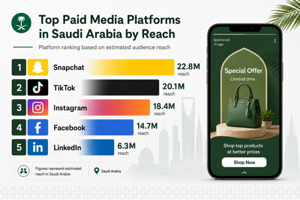 Top paid media platforms in Saudi Arabia by reach